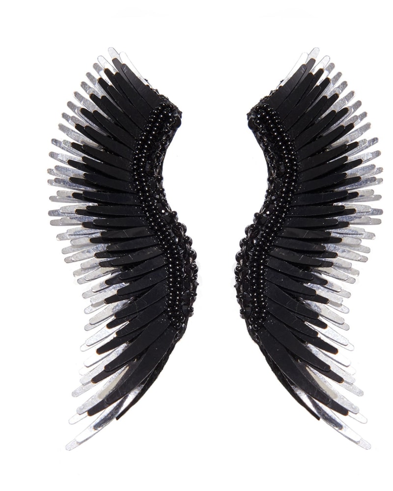 Front of a size one-size-fits-all Madeline Earring Black Silver in Black Silver by Mignonne Gavigan. | dia_product_style_image_id:312231